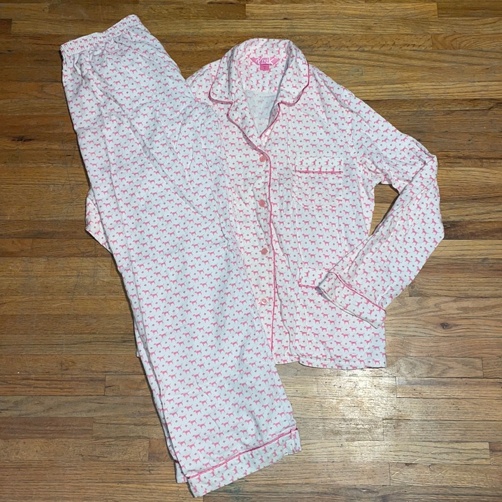 Pink Victoria Secret - M- PJ Set - Little Dog - 100% Cotton